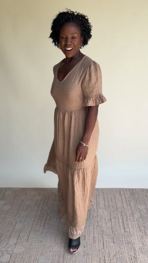 Linen Open Back Maxi Dress