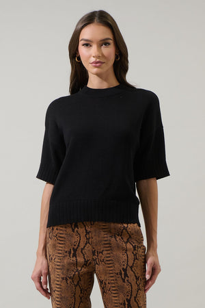 Everyday Black Drop Shoulder Sweater