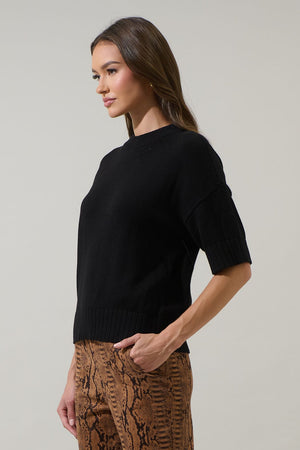Everyday Black Drop Shoulder Sweater