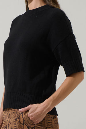 Everyday Black Drop Shoulder Sweater
