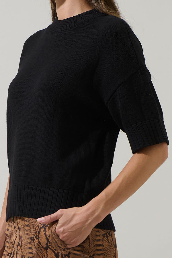 Everyday Black Drop Shoulder Sweater